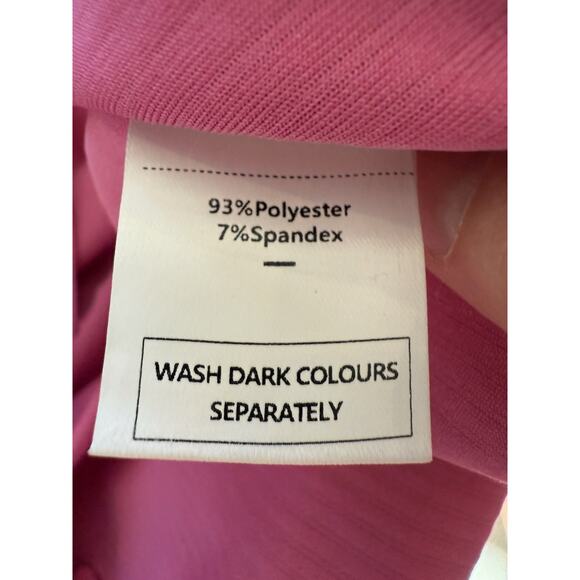 Wimoll Ribbed Colorblock Short Sleeve Top Women’s L Beige Pink Blue Stretch Knit - Picture 5 of 8